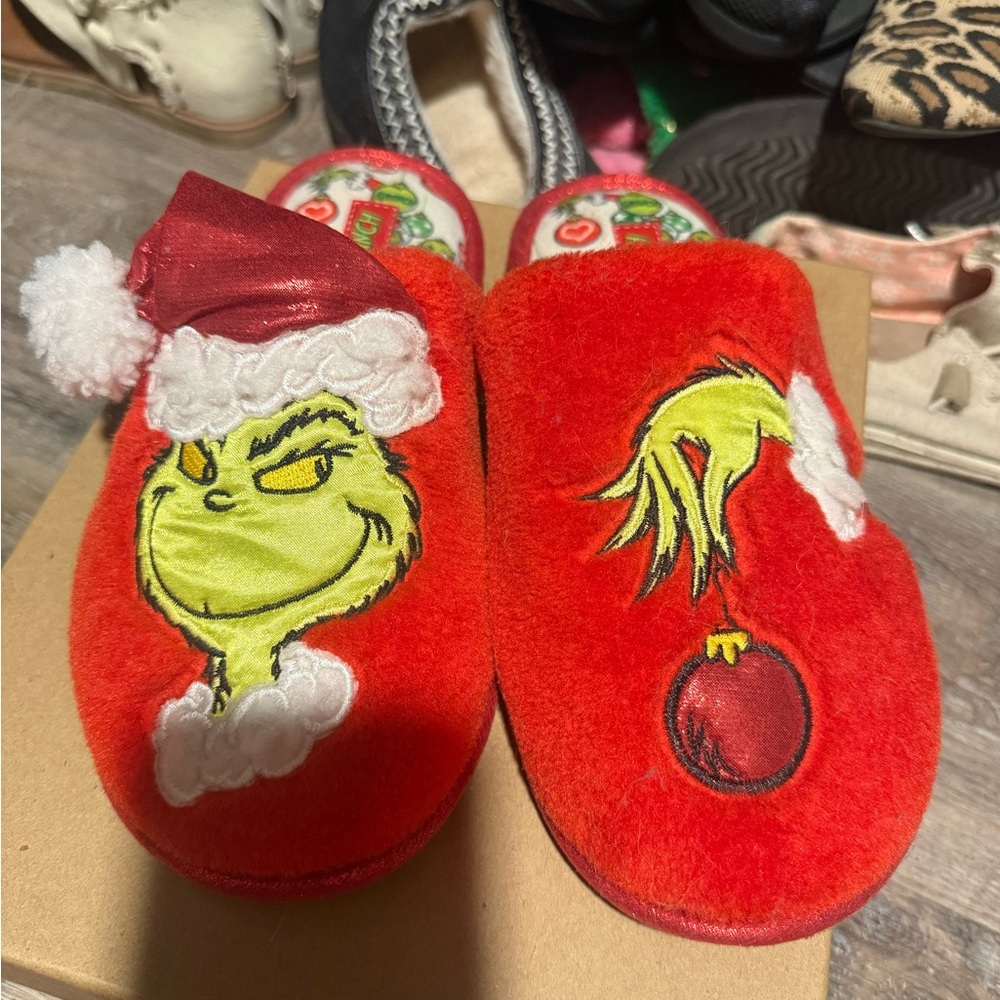 Red Grinch Christmas Slippers